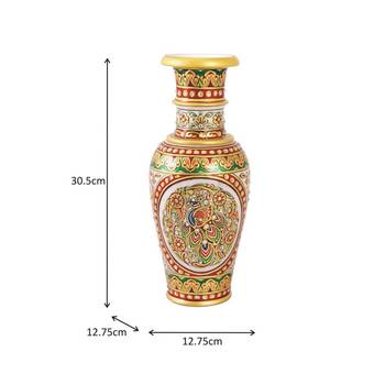 Marble Flower Vase  with  Peacock Painted  by Handicrafts Paradise 3