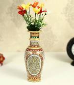 Marble Flower vase with Swans Painted by Handicrafts Paradise