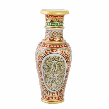 Marble Flower vase with Swans Painted by Handicrafts Paradise 2