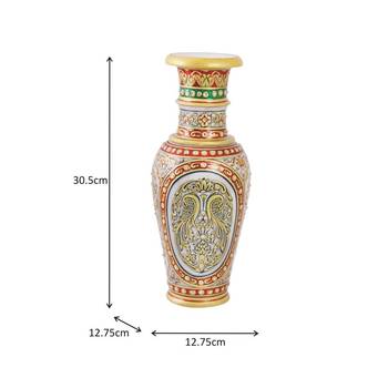 Marble Flower vase with Swans Painted by Handicrafts Paradise 3