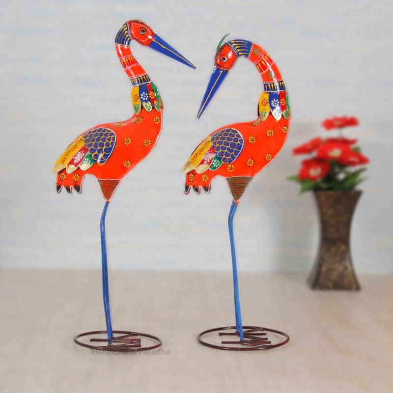 Handicrafts Parsadise Painted Swan set Handmade Decorative gift item Showpiece in Iron -20 inch