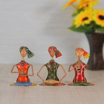 Iron sitting Musician Doll set Handmade Decorative gift item Showpiece ( 6.5 inch ) - set of 3 pc 1