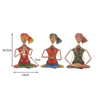 Iron sitting Musician Doll set Handmade Decorative gift item Showpiece ( 6.5 inch ) - set of 3 pc 3
