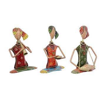 Iron sitting Musician Doll set Handmade Decorative gift item Showpiece ( 6.5 inch ) - set of 3 pc 4