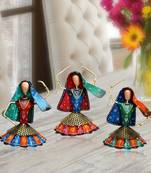 Tribal Dancing Ladies Handmade decorative gift item showpiece in Iron ( 7  inch ) - set of 3 pc