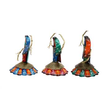 Tribal Dancing Ladies Handmade decorative gift item showpiece in Iron ( 7  inch ) - set of 3 pc 4