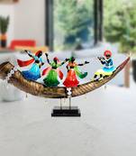 Antique finish Tribal Art Handmade Decorative gift item Showpiece Dancing and playing Flute in Iron - 28.5 x 15.5 inch