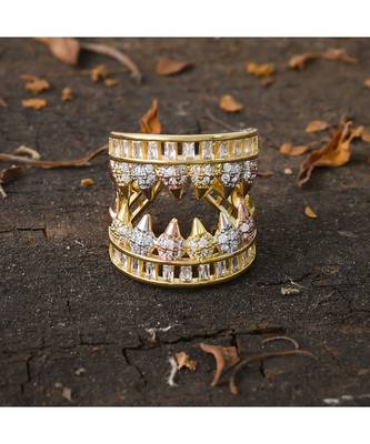 rose gold silver yellow gold three in one stylish ring 2