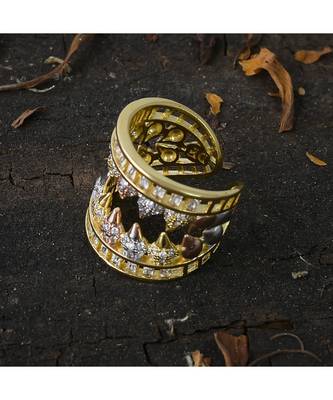 rose gold silver yellow gold three in one stylish ring 3