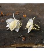 golden silver designer lotus design classy ring