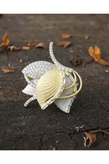 golden silver designer lotus design classy ring