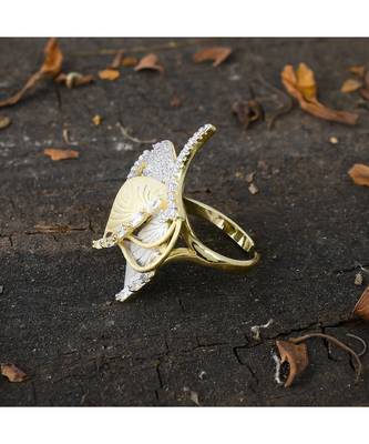 golden silver designer lotus design classy ring 3