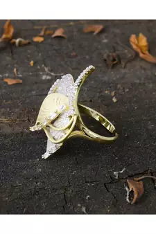 golden silver designer lotus design classy ring