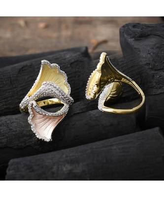 classy rose gold three in one designer ring 1