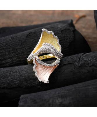 classy rose gold three in one designer ring 2
