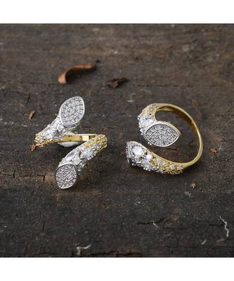delicate stylish adjustable beautiful silver golden ring 1