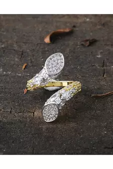 delicate stylish adjustable beautiful silver golden ring
