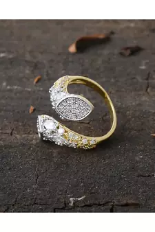 delicate stylish adjustable beautiful silver golden ring