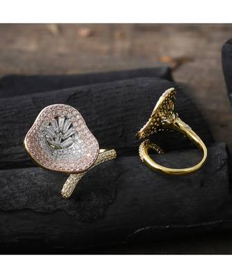 three in one classy rose gold silver designer preety ring 1