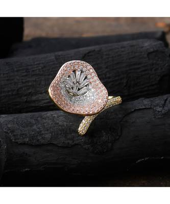 three in one classy rose gold silver designer preety ring 2