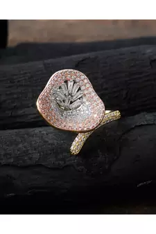 three in one classy rose gold silver designer preety ring