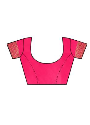 Pink Woven Jacquard Saree With Blouse 5
