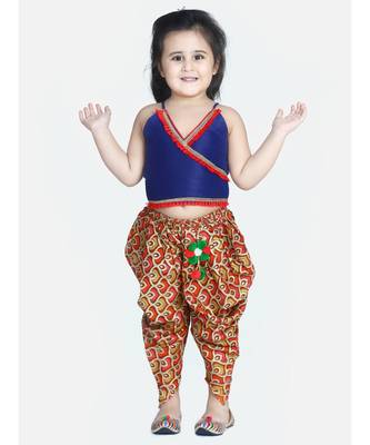 Blue Maya Aztec angrakha choli with dhoti 1