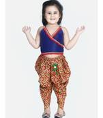 Blue Maya Aztec angrakha choli with dhoti