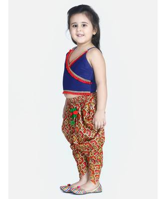 Blue Maya Aztec angrakha choli with dhoti 3
