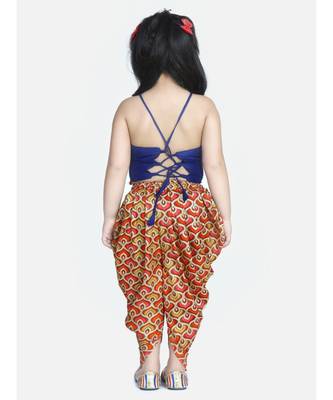 Blue Maya Aztec angrakha choli with dhoti 5