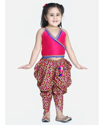 pink Maya Aztec angrakha choli with dhoti 1