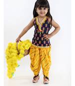 navy blue FESTIVE MIRROR LACE HALTER NECK TOP WITH DHOTI