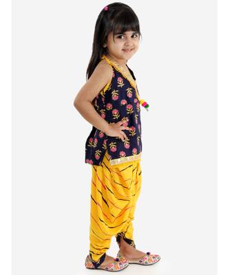 navy blue FESTIVE MIRROR LACE HALTER NECK TOP WITH DHOTI 3