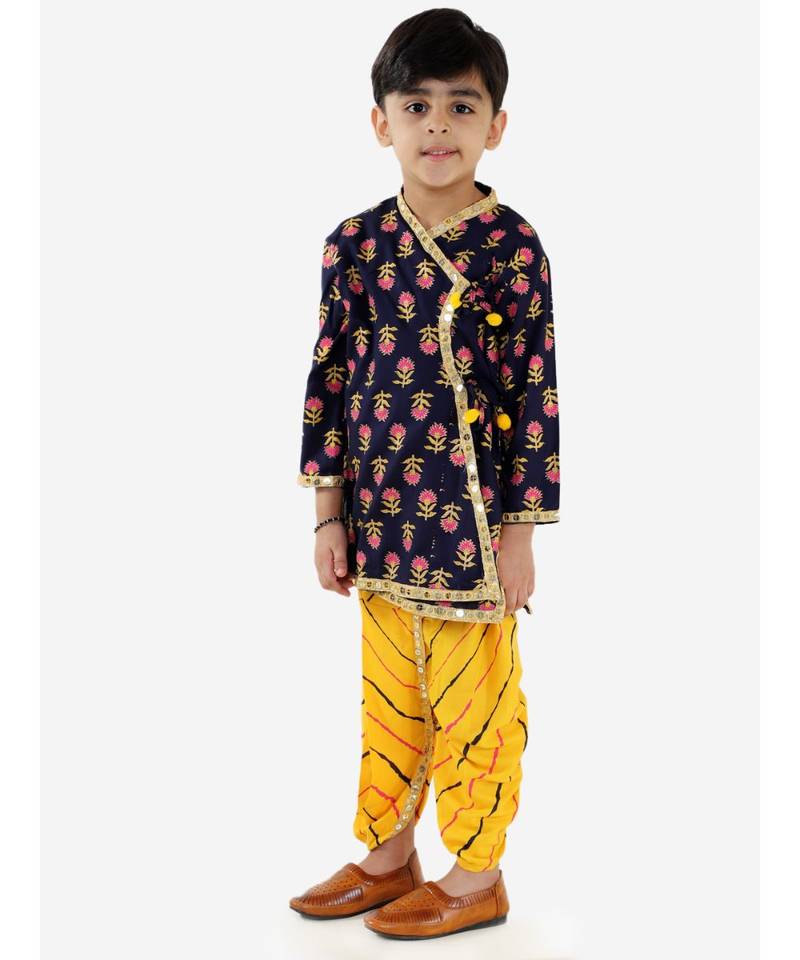 blue FESTIVE MIRROR LACE ANGRAKHA DHOTI