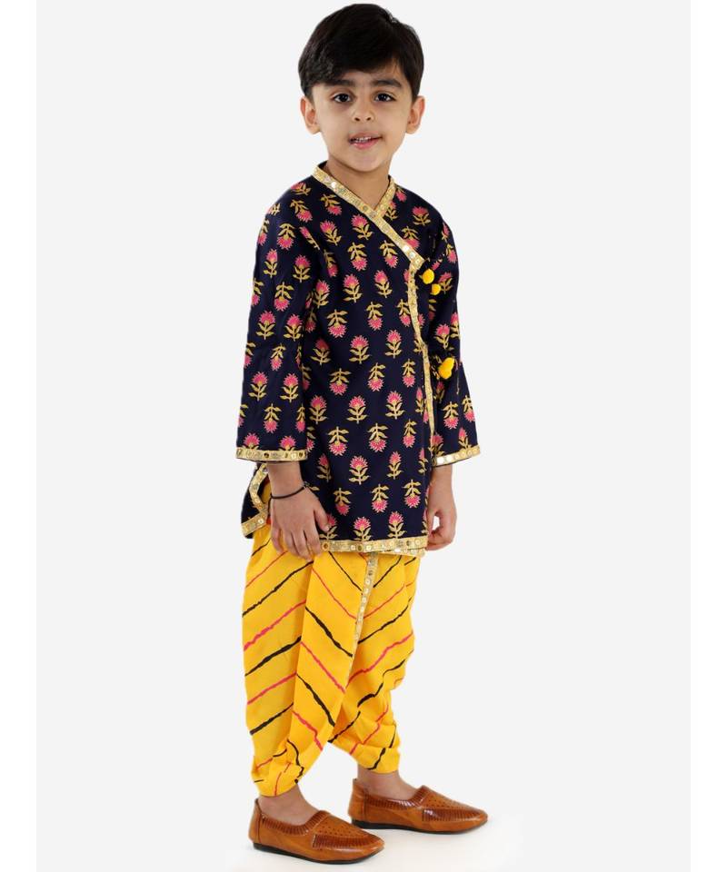 blue FESTIVE MIRROR LACE ANGRAKHA DHOTI