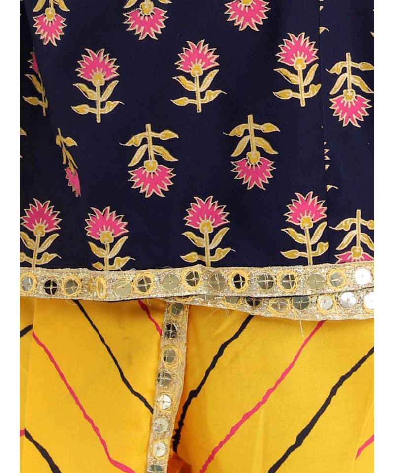 blue FESTIVE MIRROR LACE ANGRAKHA DHOTI