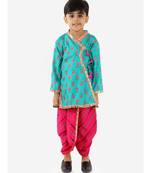 Turquiose Festive Mirror Lace Angrakha Dhoti