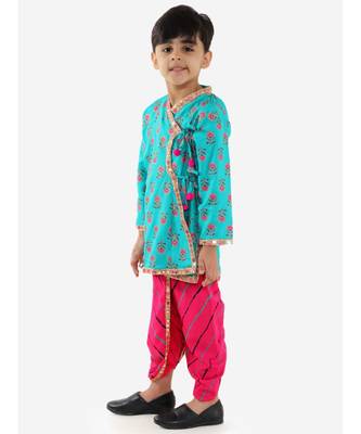 Turquiose Festive Mirror Lace Angrakha Dhoti 2