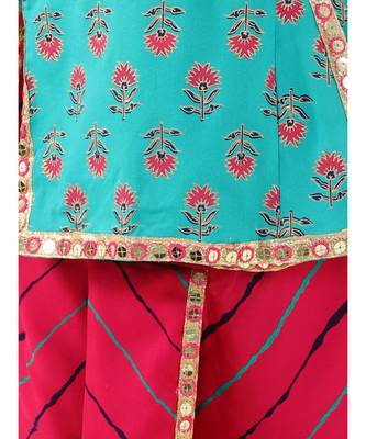 Turquiose Festive Mirror Lace Angrakha Dhoti 5
