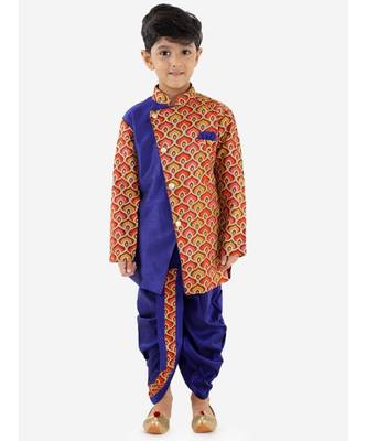 Turquiose MAYA AZTEC PRINT FESTIVE  SHERWANI WITH  DHOTI 1