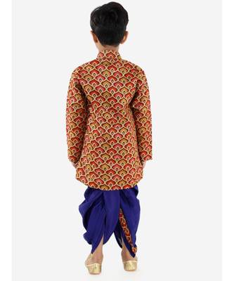 Turquiose MAYA AZTEC PRINT FESTIVE  SHERWANI WITH  DHOTI 4