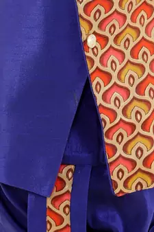 Turquiose MAYA AZTEC PRINT FESTIVE  SHERWANI WITH  DHOTI