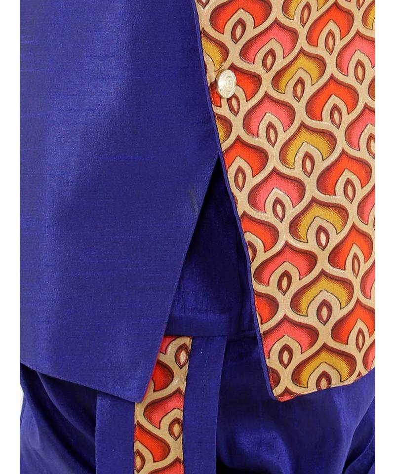 Turquiose MAYA AZTEC PRINT FESTIVE  SHERWANI WITH  DHOTI