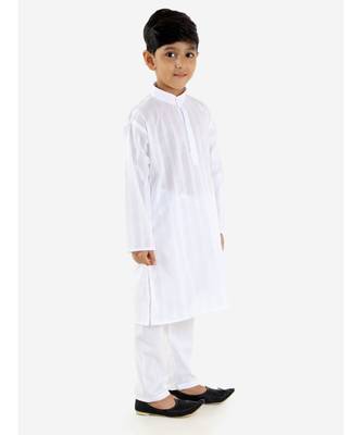 white HANDLOOM WHITE COTTON KURTA PYJAMA 1