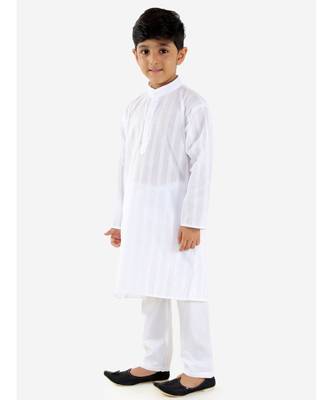 white HANDLOOM WHITE COTTON KURTA PYJAMA 2