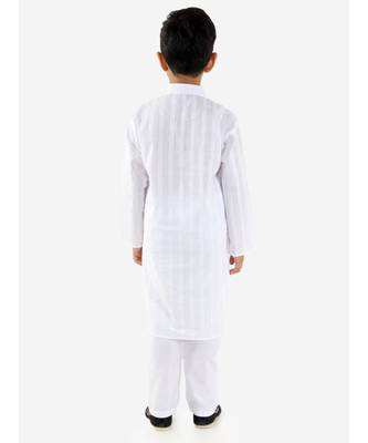 white HANDLOOM WHITE COTTON KURTA PYJAMA 4