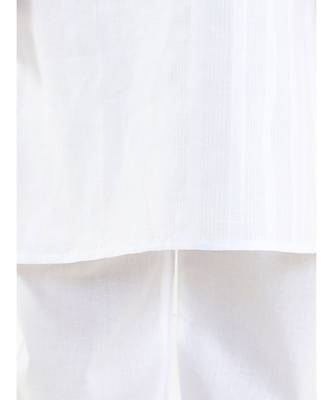 white HANDLOOM WHITE COTTON KURTA PYJAMA 5
