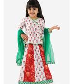 red BELA PEPLUM CHOLI WITH KALIDAAR LEHENGA