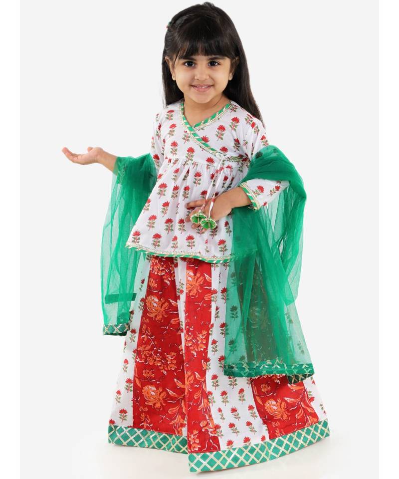 red BELA PEPLUM CHOLI WITH KALIDAAR LEHENGA