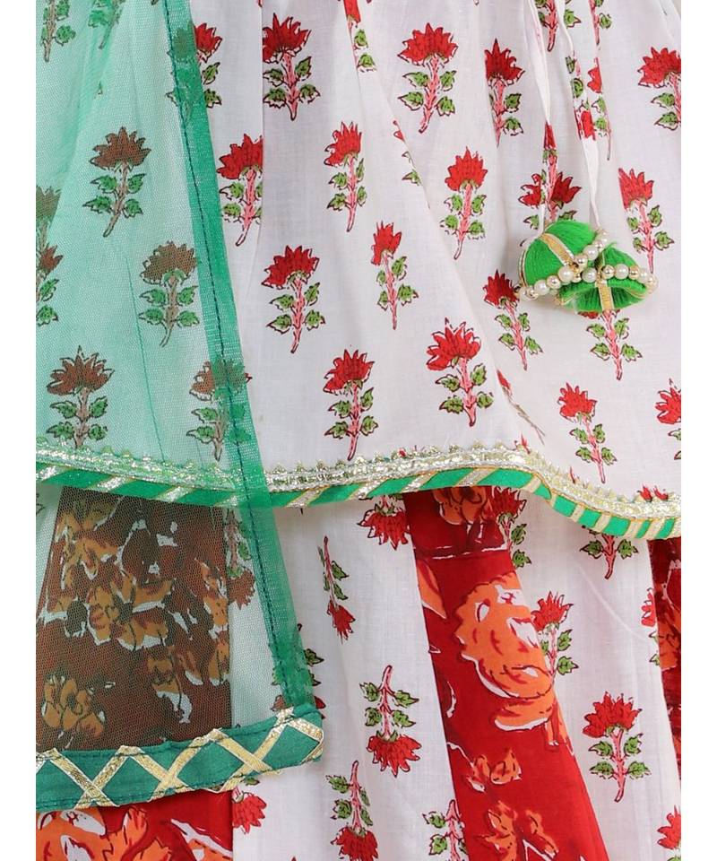 red BELA PEPLUM CHOLI WITH KALIDAAR LEHENGA